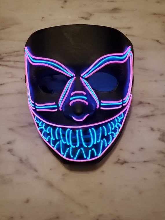Máscara LED De Neón Con 3 Modos De Luz – Perfecta Para DJ, Halloween, Cosplay Y Carnaval (PVC, Talla Única)