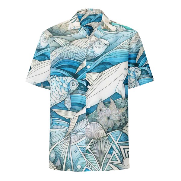 Taiwan Orchid Island Aboriginal Fishing Totem Unisex button shirt