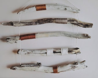 Driftwood Wall Decor Hanging String Stacked Art Collage Etsy