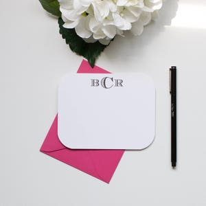 Personalized Stationery, Monogram Stationery, Custom Stationery, Flat Notecards, Rounded Corner Stationery