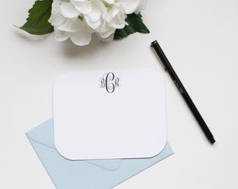 Personalized Stationery, Monogram Stationery, Custom Stationery, Flat Notecards, Rounded Corner Stationery