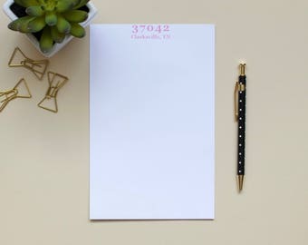 Bloc de notas personalizado con código postal, ciudad o estado