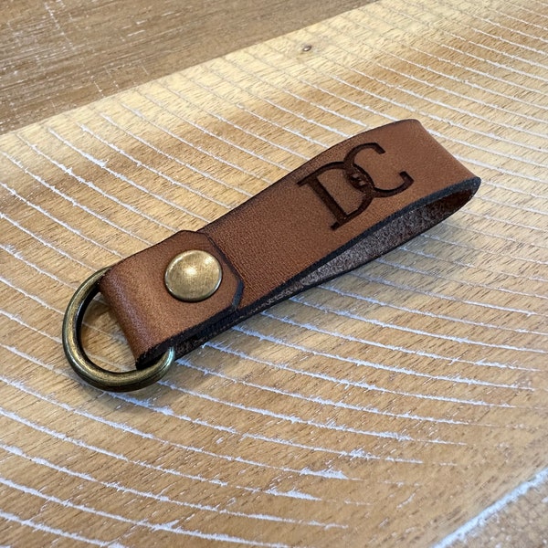 Personalized Leather Keychain | Custom Leather Keychain | Handmade Keychain | Rivet Closure | Last Minute Gift