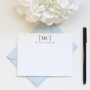 Personalisiertes Briefpapier, Monogramm Briefpapier, benutzerdefinierte Briefpapier, flache Mitteilungs