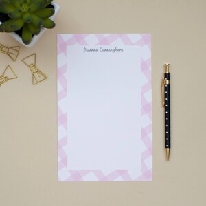 Personalized Notepad / Gingham Notepad / Custom Notepad / Name Notepad / Preppy Notepad