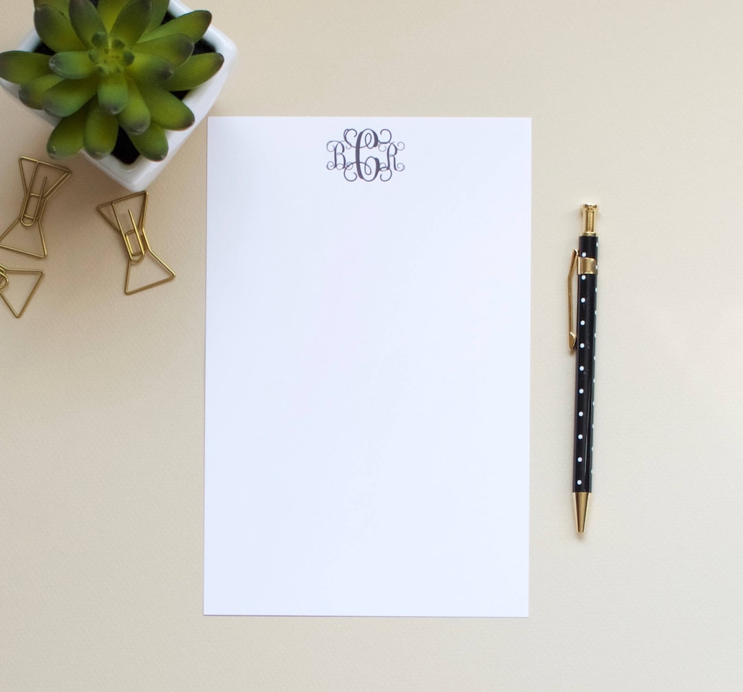 Personalized Monogram Notepad | Simple Monogram Notepad | Custom ...