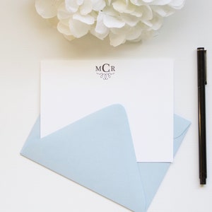 Personalisiertes Briefpapier, Monogramm Briefpapier, benutzerdefinierte Briefpapier, flache Mitteilungs