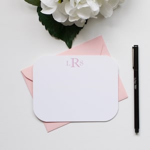Personalisiertes Briefpapier, Monogramm Briefpapier, benutzerdefinierte Briefpapier, flache Notecards, abgerundete Ecke Briefpapier