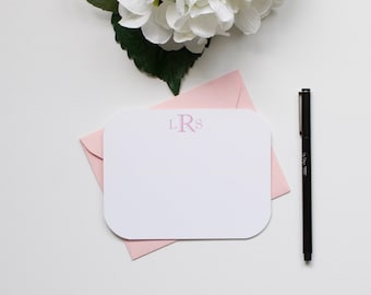 Personalized Stationery, Monogram Stationery, Custom Stationery, Flat Notecards, Rounded Corner Stationery