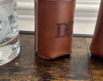 Personalized Leather Drink Holder | Custom Can Cooler | Groomsman gift | Bachelor Party Gift | Beer can holder | Custom drink holder