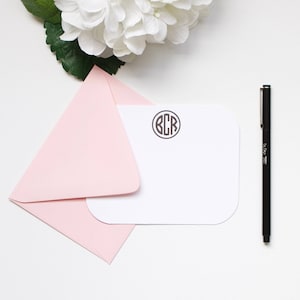 Personalisiertes Briefpapier, Monogramm Briefpapier, Individuelles Briefpapier, flache Notizkarten