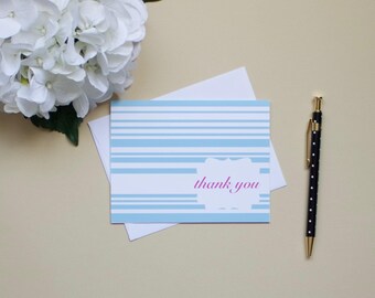 Striped Thank You Note- Set of 10