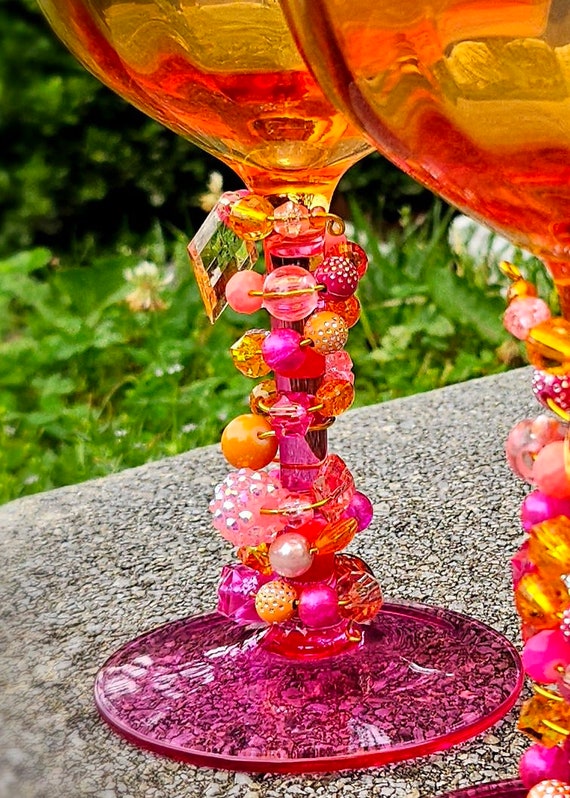 Pink Flamingo - Wine glass set
