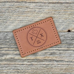 Handmade Leather Morale Patch - Texas - Tan or Buck Brown - Engraved - Texas Gift - Buy 3+ and Save 20%