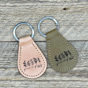 Handmade Leather Keychain - Grow in Grace -  Engraved