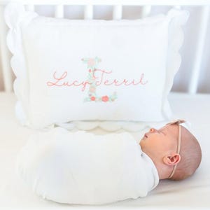 Custom Floral Monogram Pillow for nursery decor for dorm room Throw Pillow with monogram Throw Pillow for wedding gift for baby shower Gift