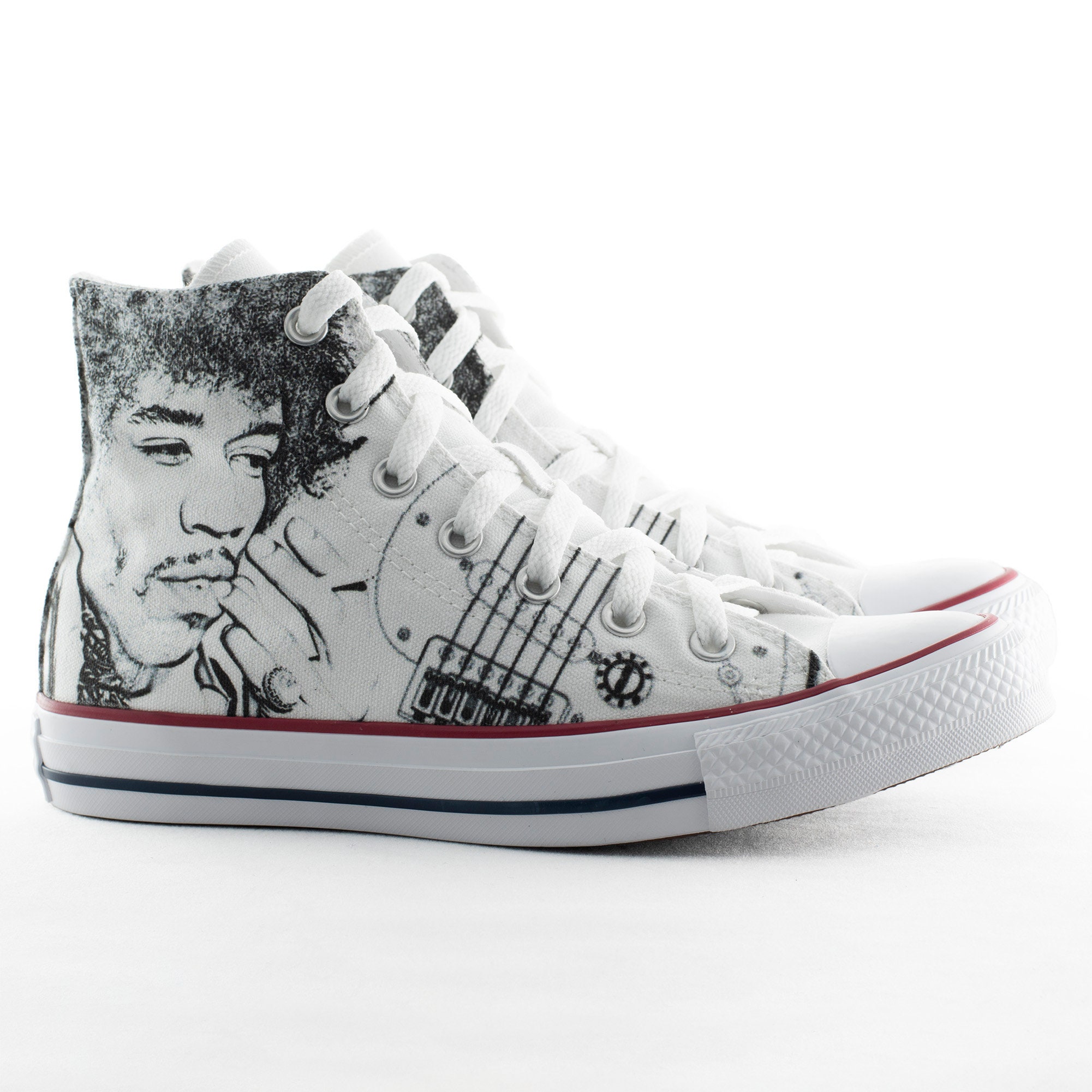 Jimi Hendrix Drawing Custom Converse Custom Shoes Fender | Etsy Sweden