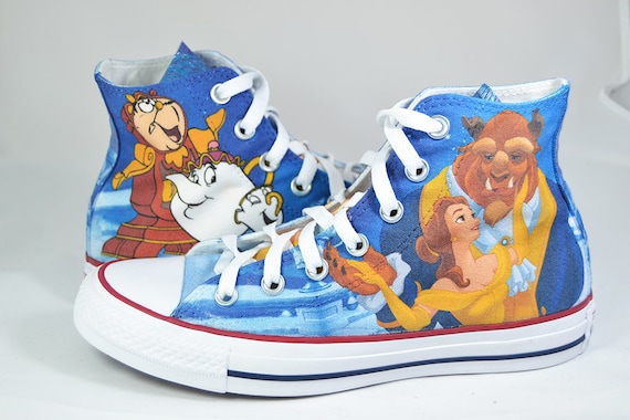 Beauty and the beast custom shoes personalized movie inspired converse sneakers gift Beauty and the beast custom shoes personalized movie inspired converse sneakers gift