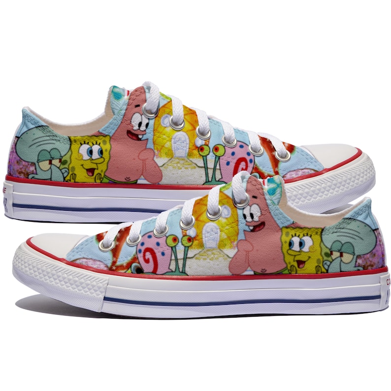 Spongebob Fan Art Custom Converse Squarepants Custom Shoes Etsy