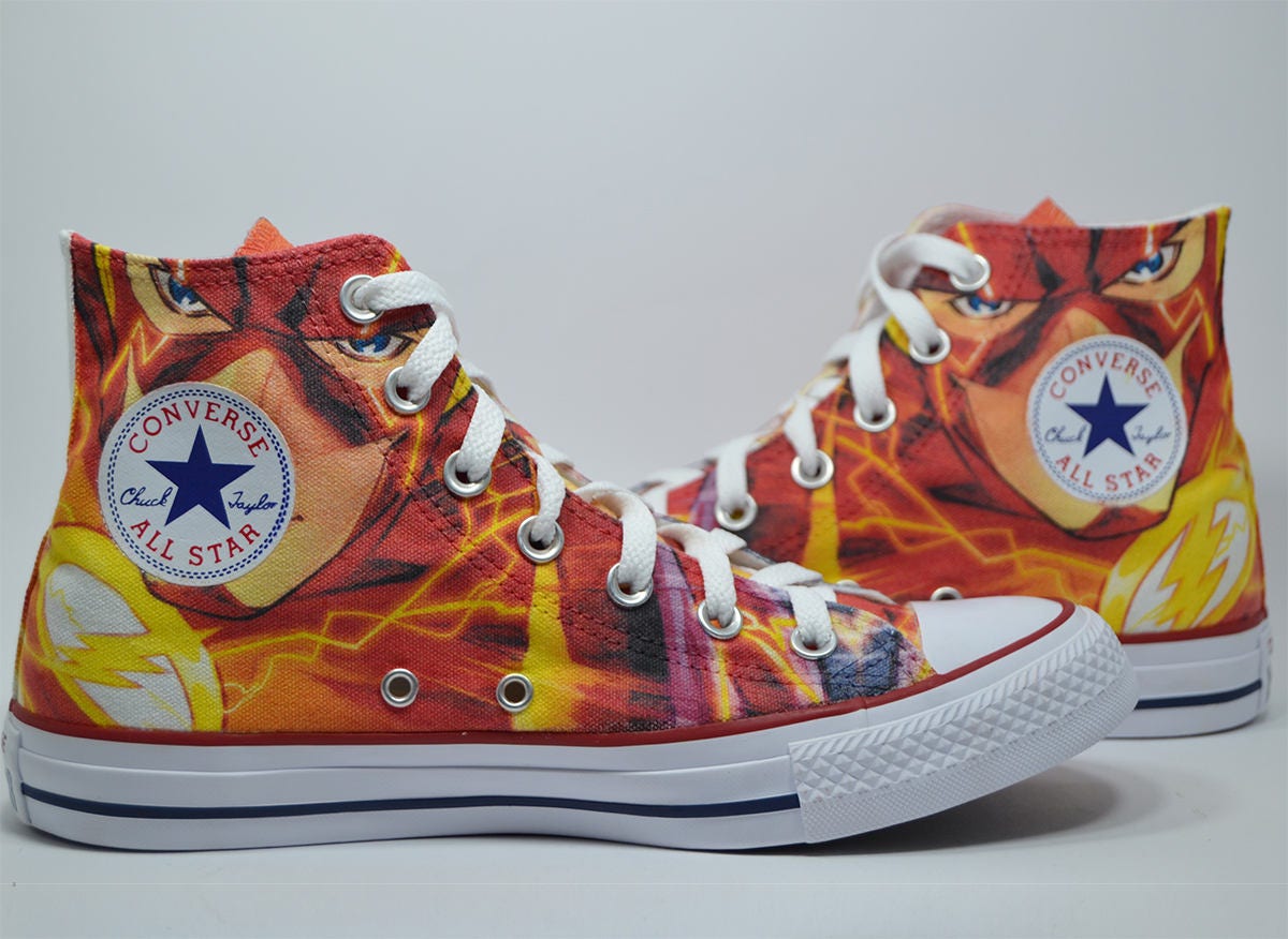 The Flash Fan Art Custom Converse Marvel Inspired Painted | Etsy