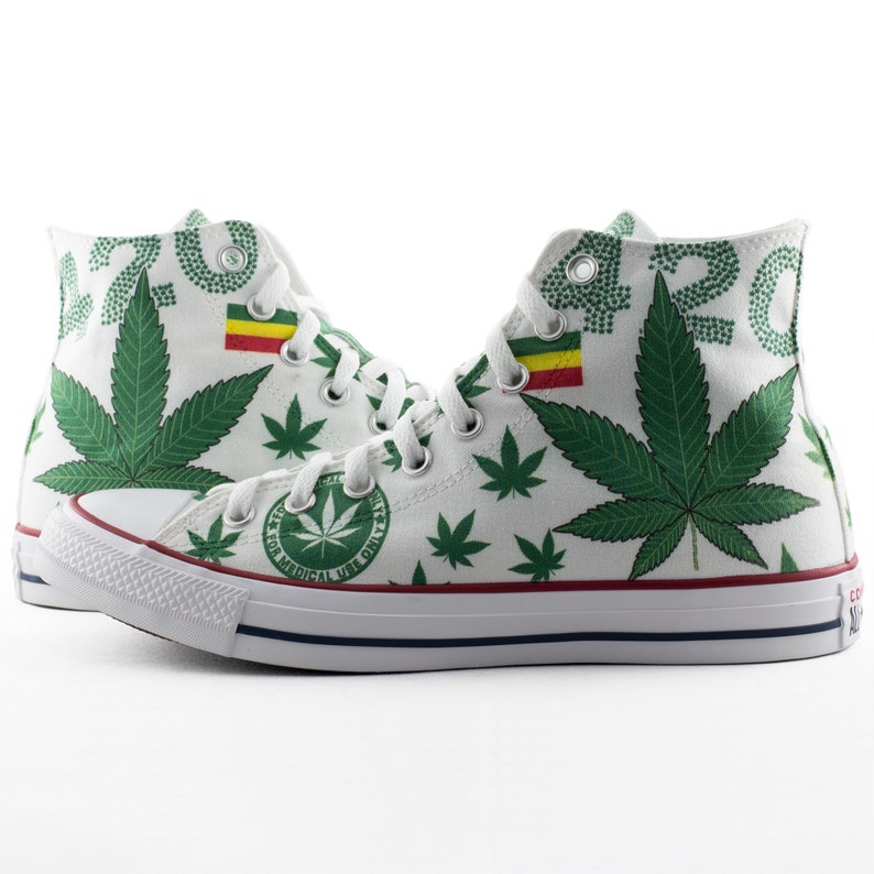 Cannabis custom converse rastafari leaf weed custom shoes | Etsy
