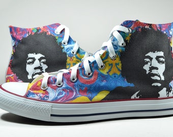 Jimi Hendrix psychedelic converse custom shoes boho sneakers personalized gift hippie