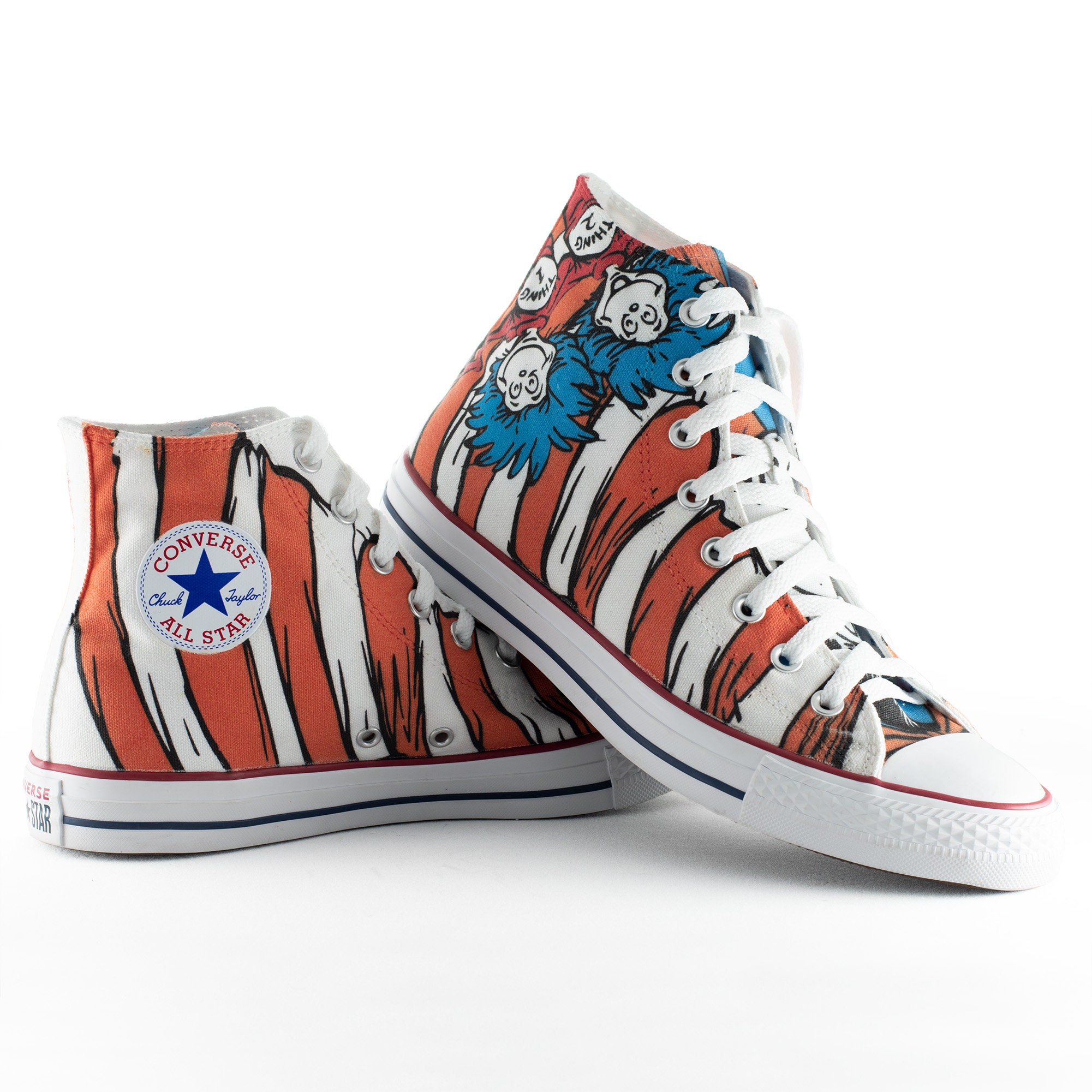 Cat in the hat fan art custom converse / thing 1 thing 2 / Etsy