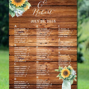 Rustikale Hochzeit druckbare Sitzordnung, Scheune Holz druckbare Sitzordnung, Blumen Hochzeit Sitzordnung, druckbare Hochzeit Sitzordnung