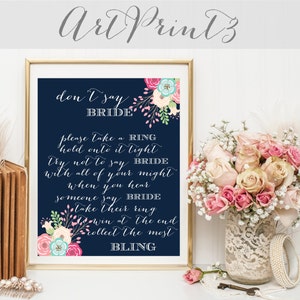 Don&#39;t Say Bride Game Printable, Take a Ring Game Printable, Rustic Bridal Shower Game, Navy Bridal Shower Fun Activity,Floral Printable Game