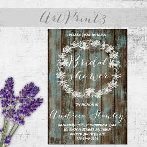 Bridal Shower Invitation Printable Rustic Bridal Printable Invite Barn Wood Bridal Shower Invitation