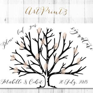 Wedding Fingerprint Tree Printable, Wedding Guest Book Alternative, Wedding Tree, Guestbook Idea, Wedding Tree, Please Leaf your Signature