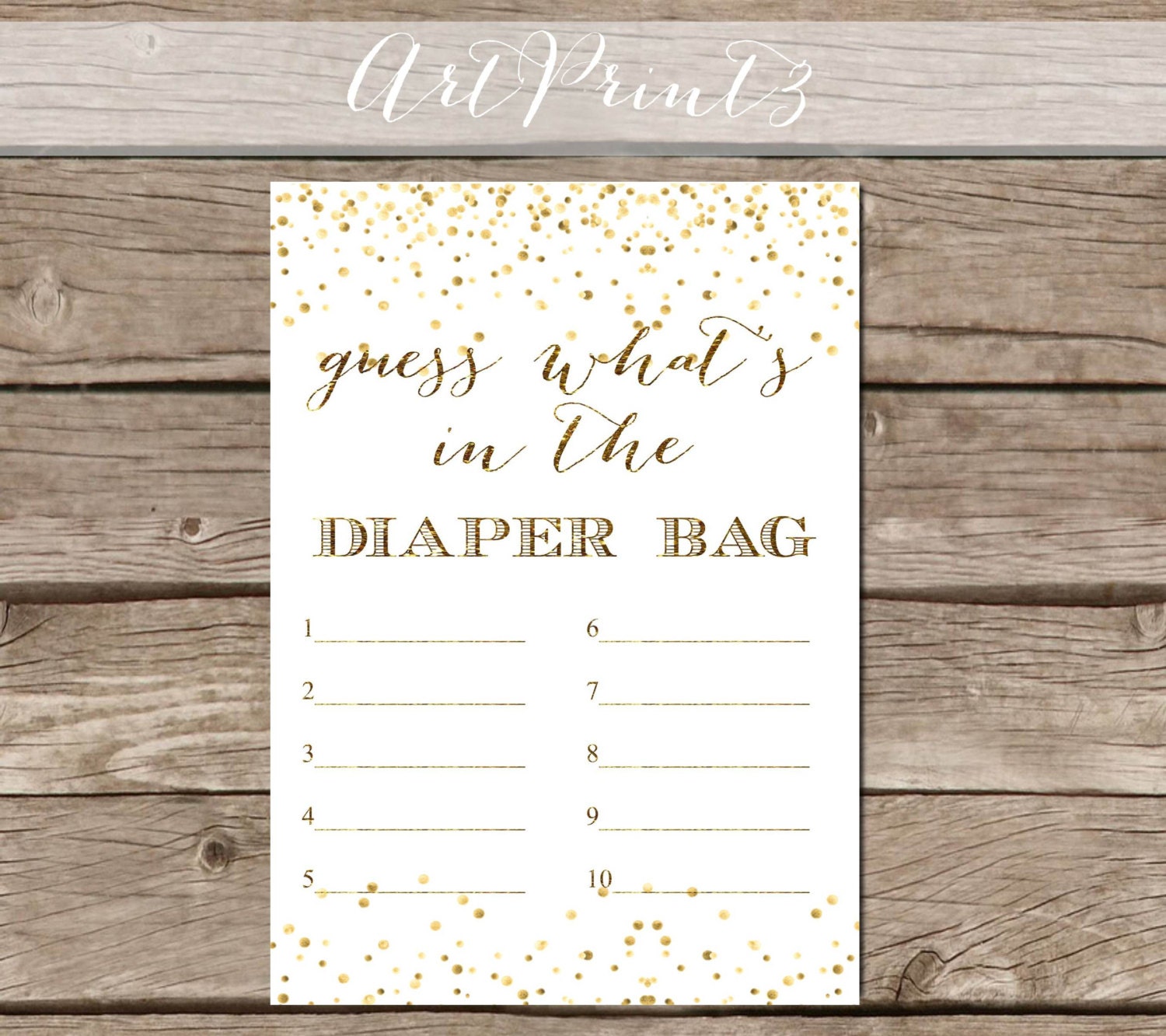 Guess What's in the Diaper Bag Baby Shower Printable Game Etsy