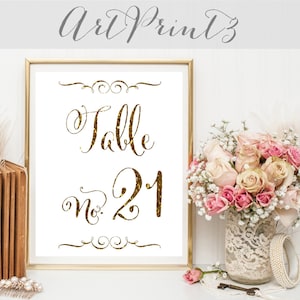 Números de mesa de casamento dourados para impressão 1 - 30, números de mesa dourados para impressão, decoração de números de mesa dourados para impressão, download instantâneo de números de mesa