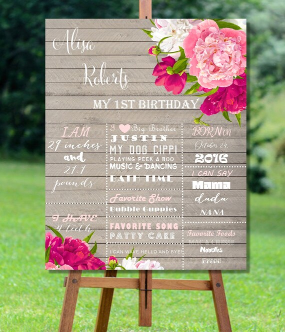 First Birthday Sign Printable 1st Birthday Rustic Poster | Etsy