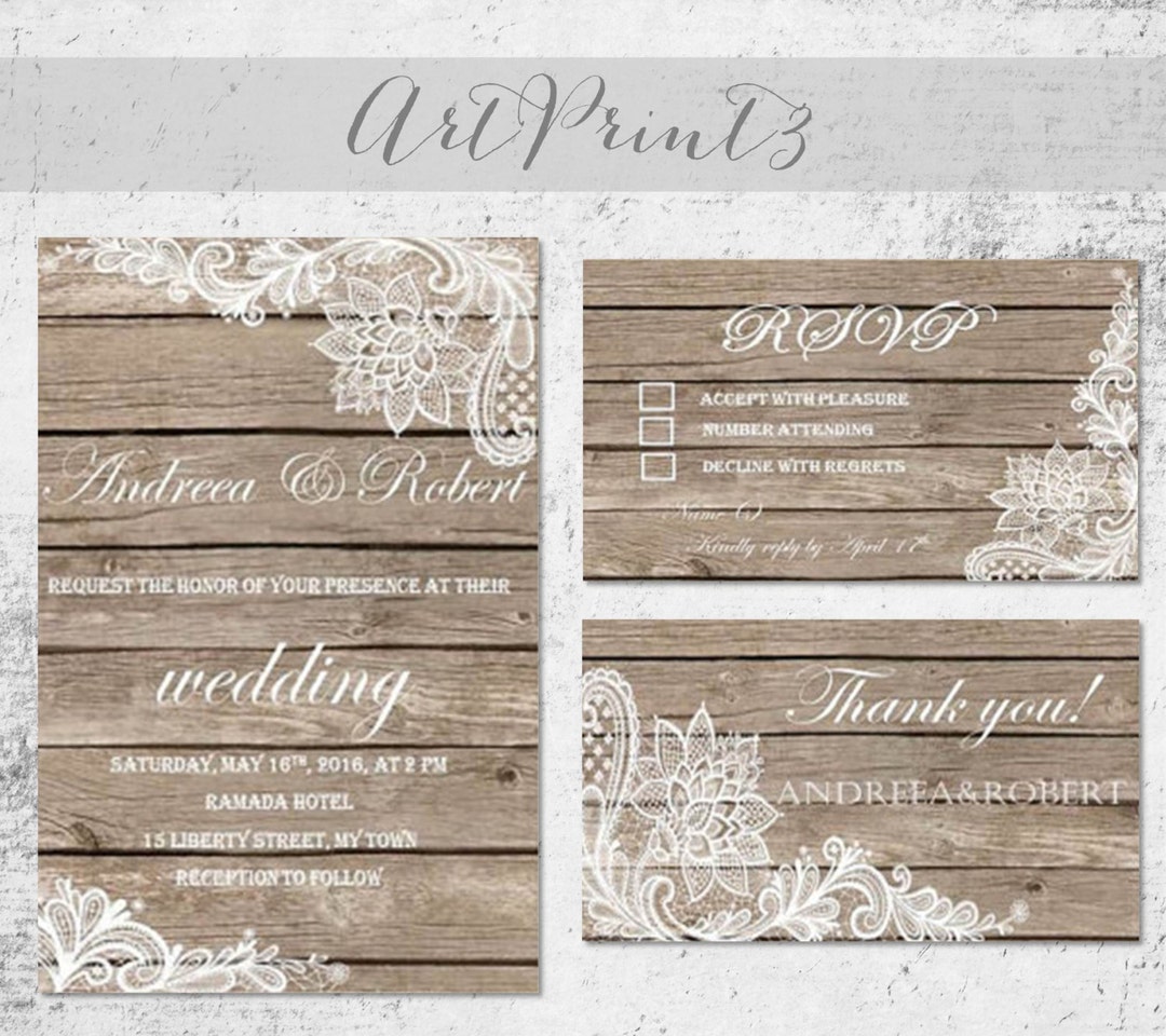 Rustic Wedding Invitation Printable, Printable Wedding Invitation ...