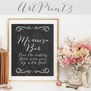 Mimosa Bar Sign, Chalkboard Bridal Shower Sign, Black&White Wedding Sign, Bubbly Bar Sign, Wedding Bar Sign, Wedding Sign Printable