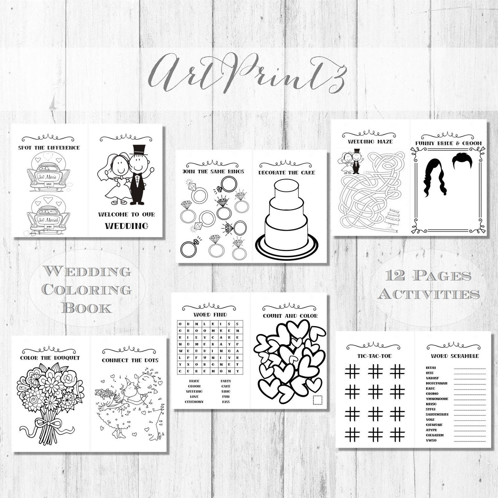 Wedding Coloring Book Instant Download Coloring Book Wedding Etsy