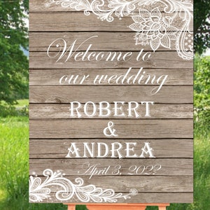 Rustic Wedding Printable Welcome Sign, Rustic Welcome to Our Wedding ...