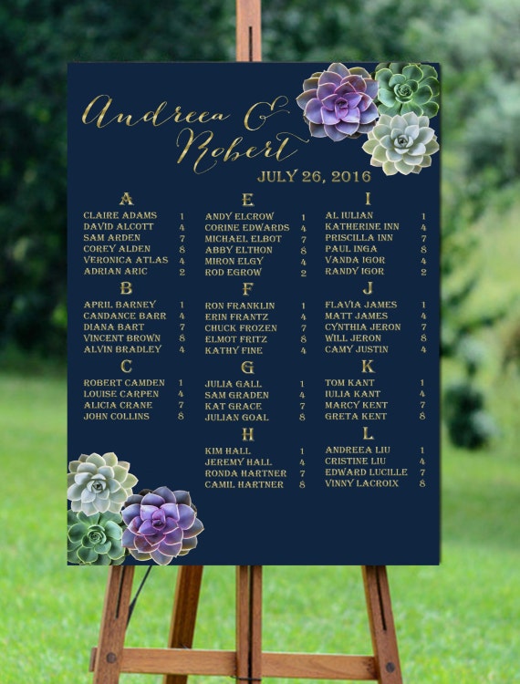 Rustic Wedding Printable Seating Chart Navy Printable Seating - Etsy