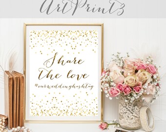Share The Love Wedding Hashtag Sign, Wedding Hashtag, Printable Hashtag Sign, Share the Love Sign Printable