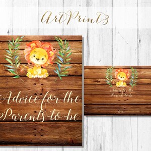 Cartello stampabile con consigli per i futuri genitori, decorazione da tavolo per baby shower stampabile, baby shower nella giungla stampabile, gioco con consigli per papà sull'elefante