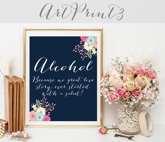 Alkohol Schild Zum Ausdrucken Hochzeit Bar Zeichen Rezeption Etsy