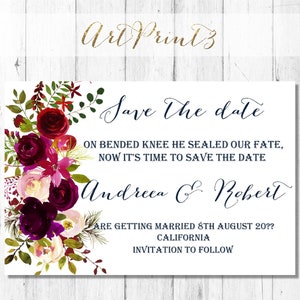 Save The Date Hochzeitskarte druckbar, Gold Save the Date Karte, Rustikale Save the Date Karte druckbar, Rosen Save the Date Karte