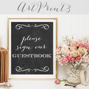 Please Sign Our Guestbook Sign Printable, Chalkboard Wedding Sign Printable, Printable Wedding Signage, Wedding Table Decor Printable