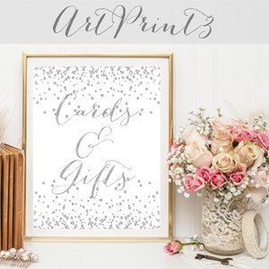 Cards&Gifts Wedding Sign Printable, Silver Confetti Cards and Gifts Wedding Sign, Printable Wedding Sign, Wedding Decor, Printable Signs