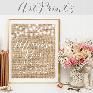 Mimosa Bar Sign, Bridal Shower Sign, Gold Wedding Sign, Bubbly Bar Sign, Modern Wedding Bar Sign, Movie Frame Wedding Sign Printable