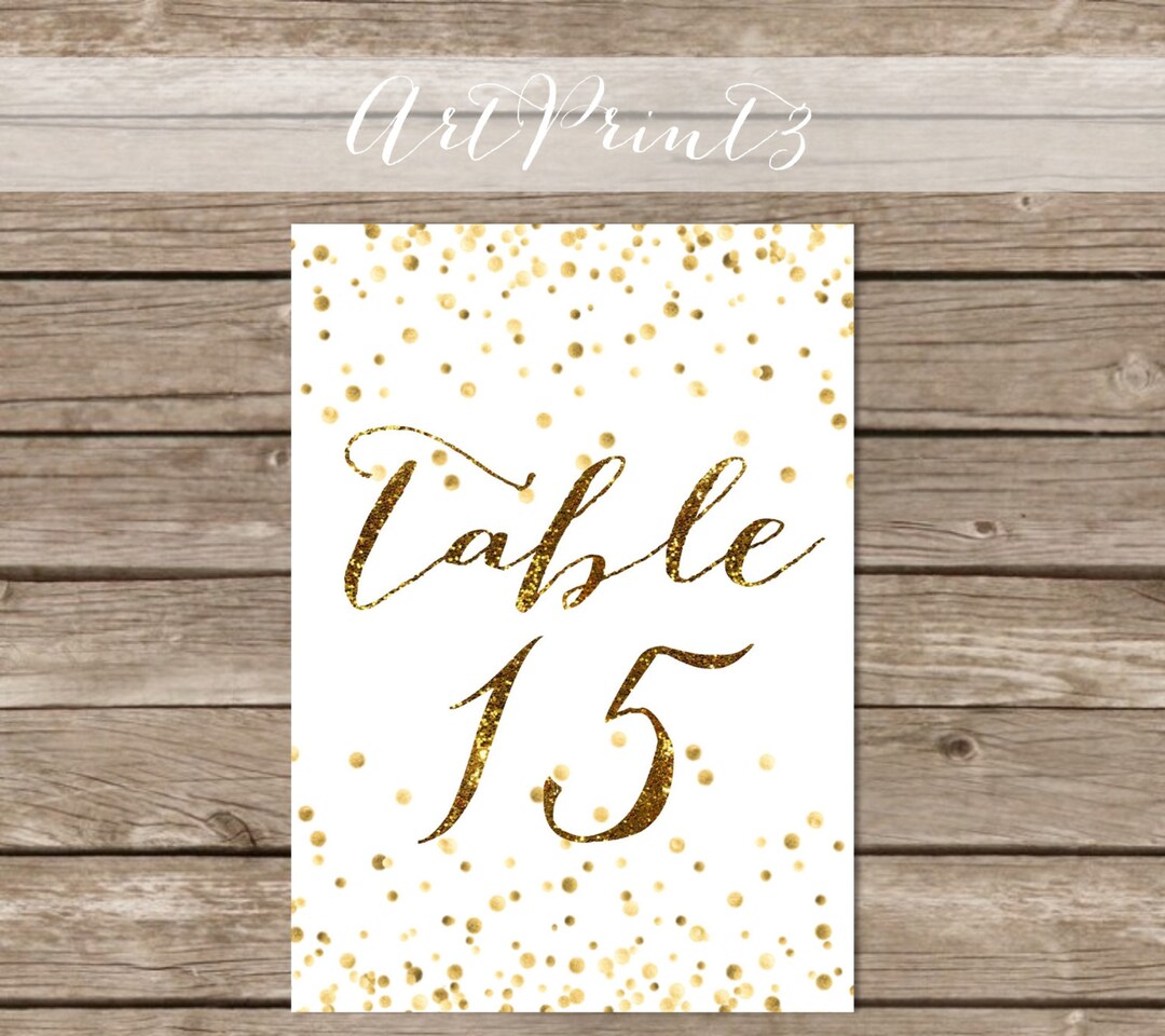 Printable Gold Wedding Table Numbers 1 - 30, Printable Gold Table ...