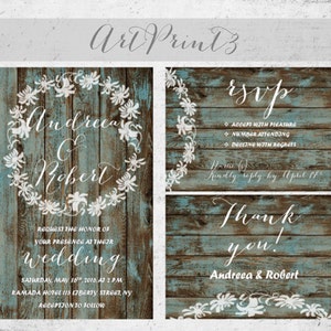 Rustic Wedding Invitation Printable Printable Wedding Invitation Wedding Invitation Suite Country Wedding Barn Wood Wedding Invitation