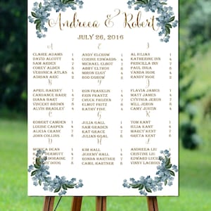 Plan de table de mariage imprimable, plan de table de mariage or, plan de table alphabétique imprimable, plan de table de mariage floral imprimable