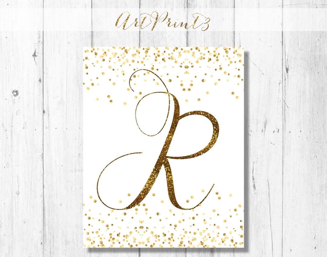 Nursery Gold Letter R Printable, Monogram Gold Wall Decor, Printable ...